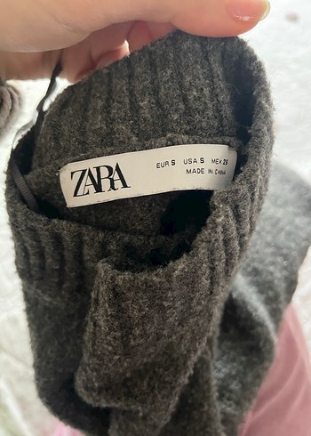 Gri Kadın Örgü Yün Kazak - Görsel 3