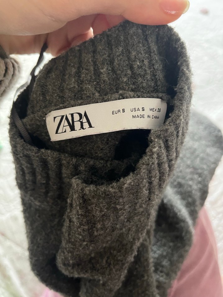 Gri Kadın Örgü Yün Kazak - Görsel 3