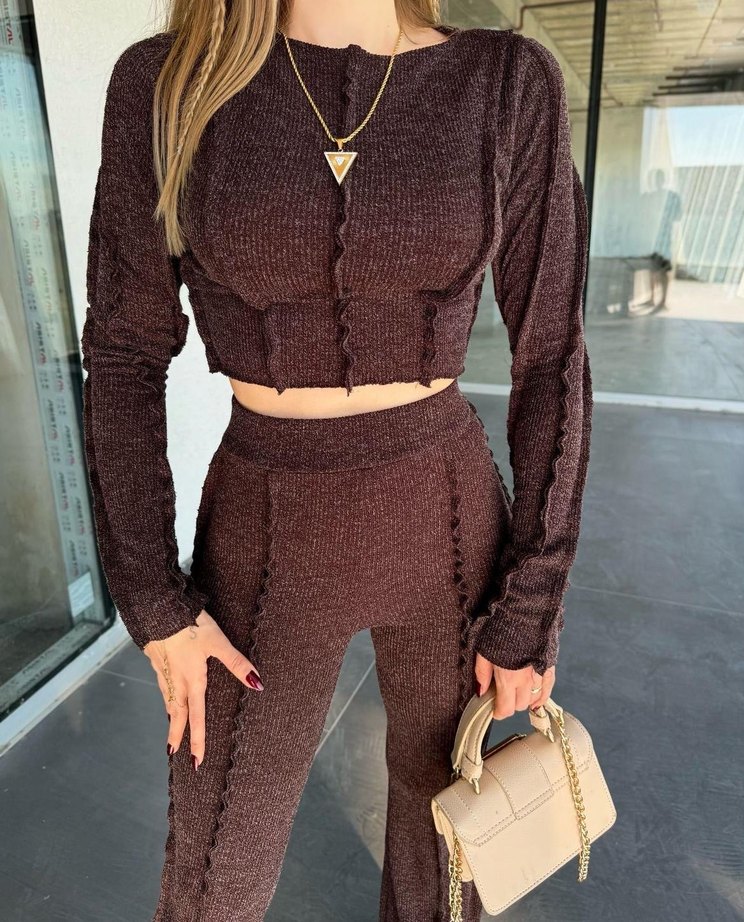 Triko Kadın crop& Eşofman Takımı - Görsel 2