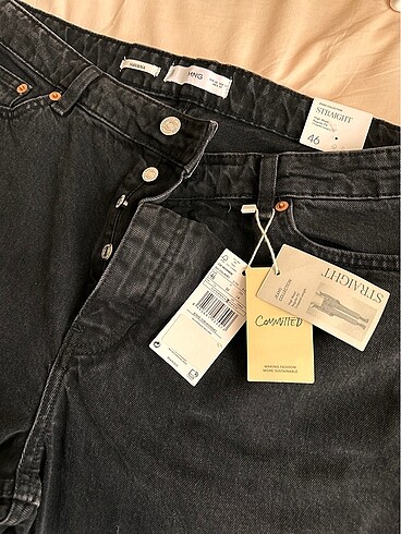 46 Beden siyah Renk Mango Straight Jean