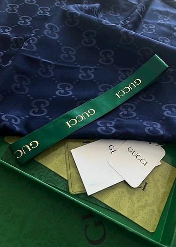 Gucci Lacivert Gucci G desen Kaşmir Şal