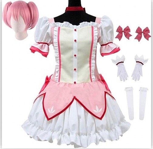 MADOKA MAGICA PERUK DAHIL cosplay anime kostüm