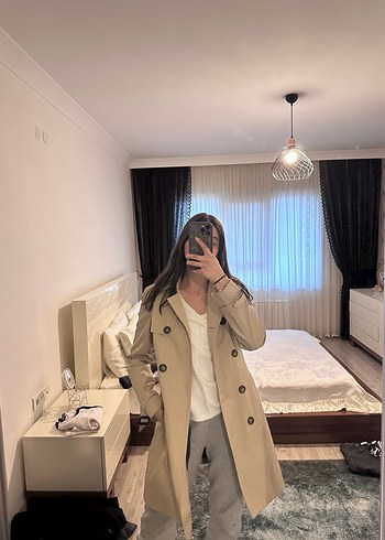 Bej Midi Kadın Trençkot kemerli - Görsel 2