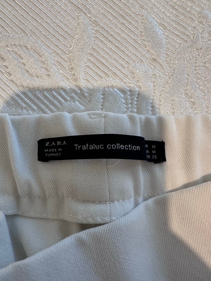 Beyaz Siyah Şeritli Kadın Kumaş Pantolon - Görsel 2