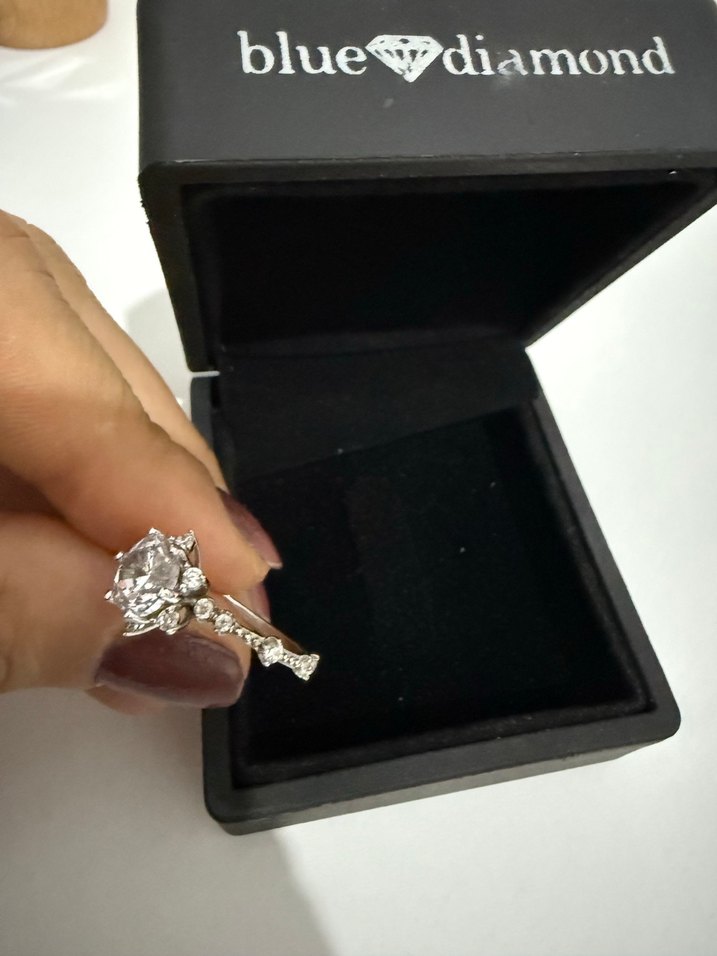 Blue Diamond Kadın Tektaş Altın Yüzük - Görsel 3