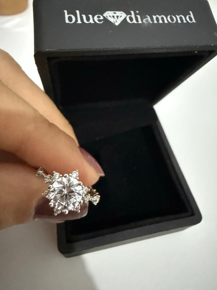 Blue Diamond Kadın Tektaş Altın Yüzük - Görsel 4