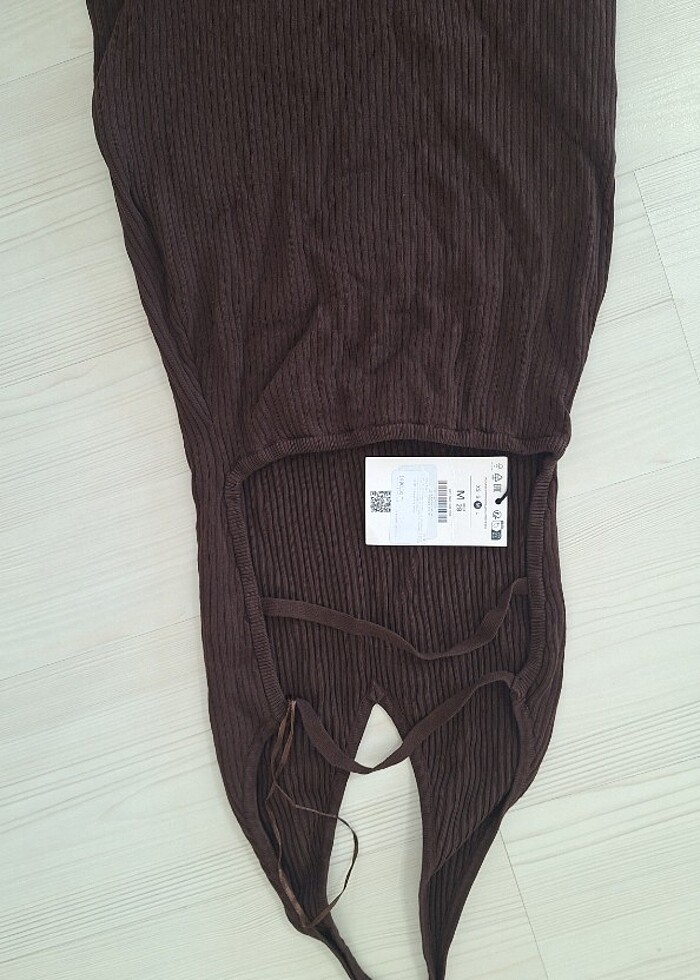 Bershka kahverengi uzun elbise - Görsel 2