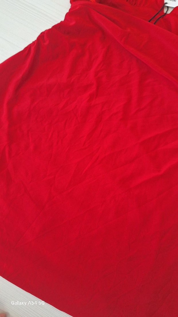 Kırmızı Mini V Yakalı Drapeli Elbise - Görsel 3