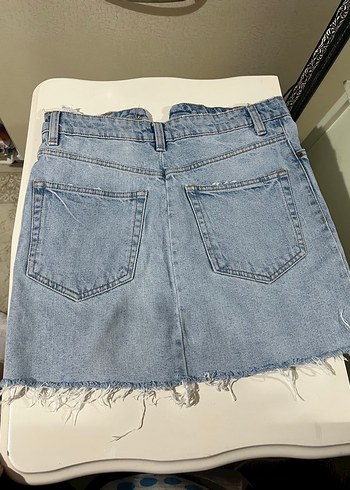 36 Beden Zara Düğmeli Mavi Denim Mini Etek