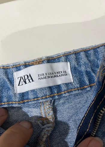 Zara Zara Düğmeli Mavi Denim Mini Etek