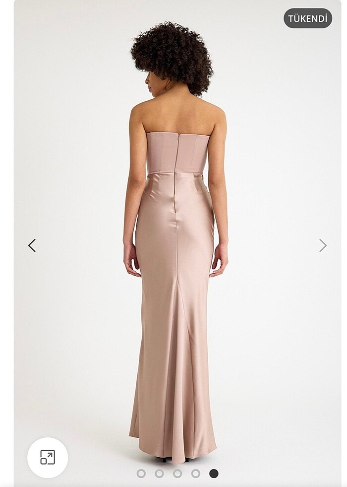 Vizon üstü krep altı saten abiye elbise - Görsel 4