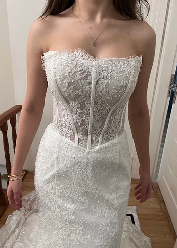 Modern Klasik Straplez Balık Gelinlik - Görsel 9