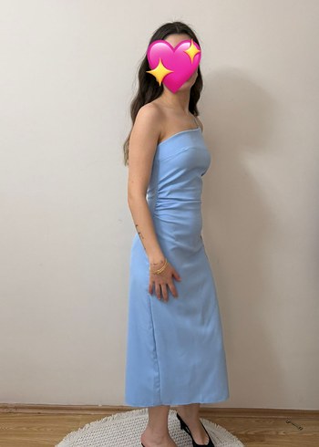 Mavi Tek Askılı Kısa Elbise - Görsel 2