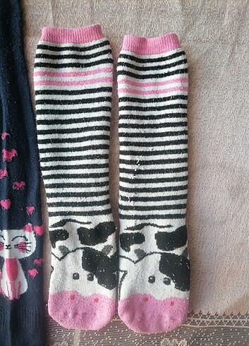 6 Yaş Beden lacivert Renk Çocuk kedili külotlu çorap ve diz altı çorap
