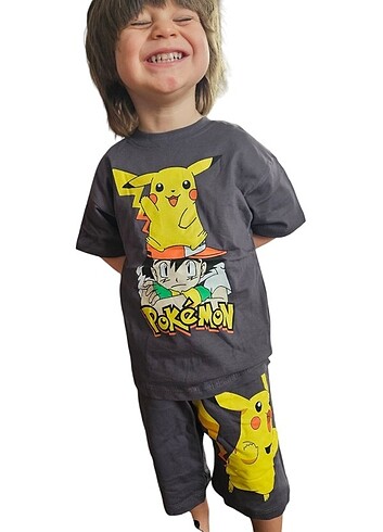 3 Yaş Beden Pokemon şortlu takım 3-4 yaş