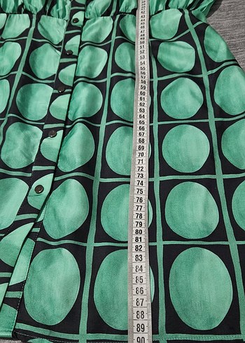 Düğmeli Yeşil Retro Mini Elbise Zara - Görsel 4