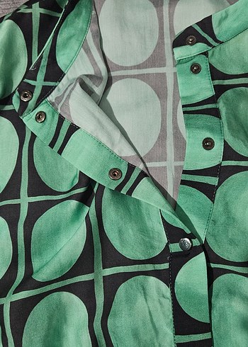 Düğmeli Yeşil Retro Mini Elbise Zara - Görsel 7