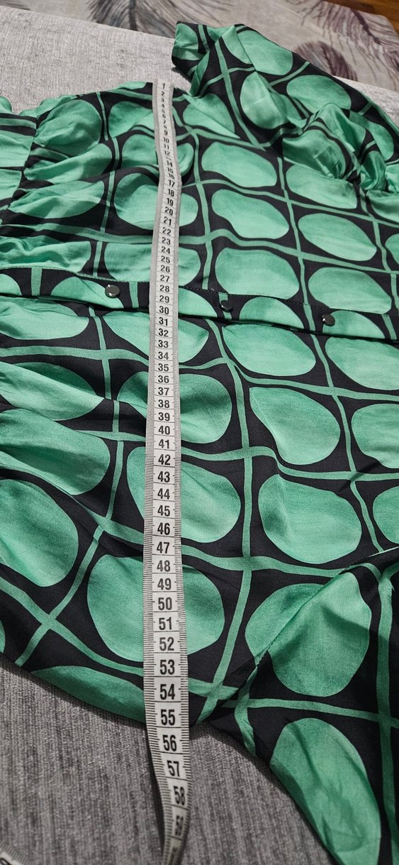 Düğmeli Yeşil Retro Mini Elbise Zara - Görsel 5