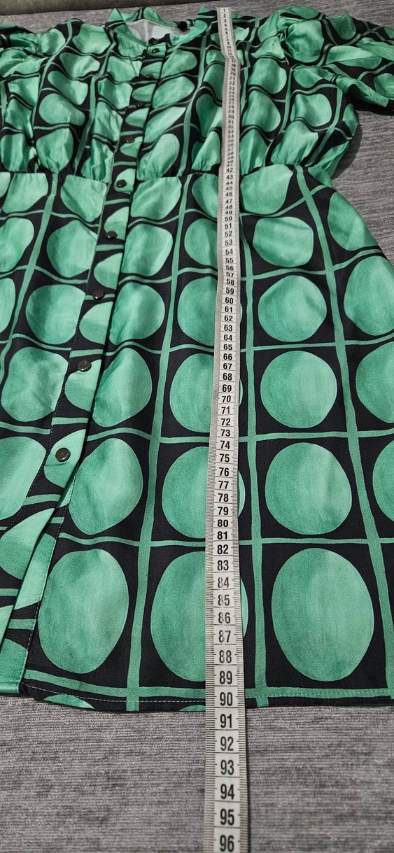 Düğmeli Yeşil Retro Mini Elbise Zara - Görsel 4