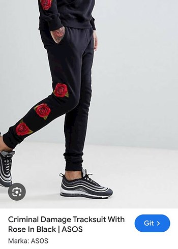 Criminal Damage Skinny Rose Printed Sweatpants in Black - Görsel 10