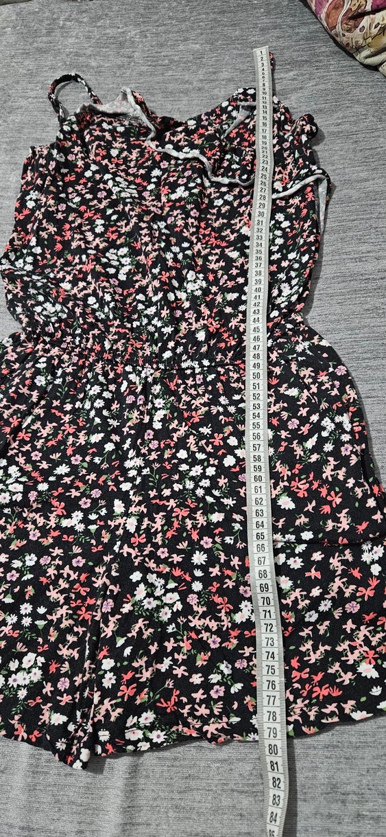 Çiçek Desenli Kısa Tulum - Görsel 5