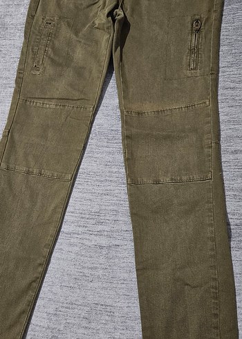 Kadın Haki Fermuarlı Regular Fit Pantolon - Görsel 3