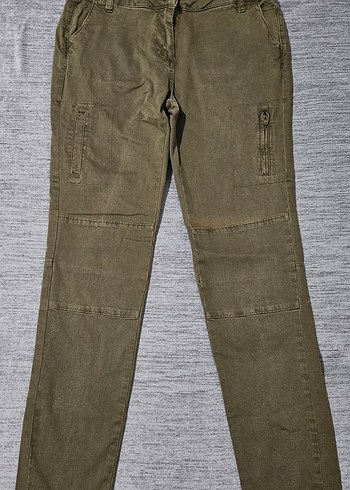 Kadın Haki Fermuarlı Regular Fit Pantolon - Görsel 2