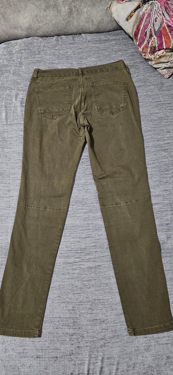 Kadın Haki Fermuarlı Regular Fit Pantolon - Görsel 4