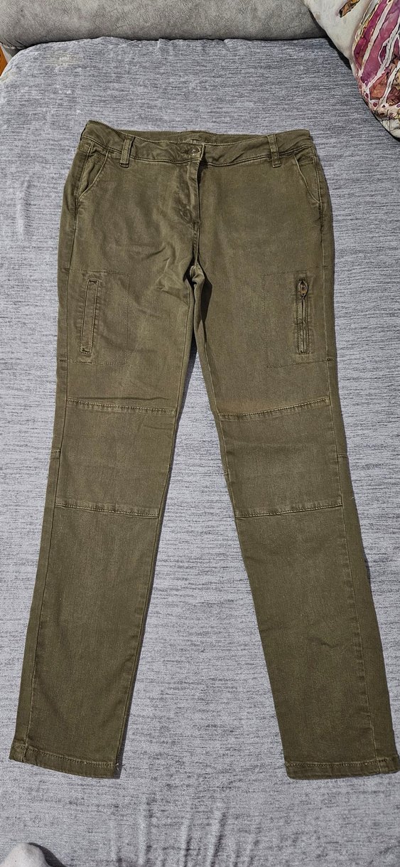 Kadın Haki Fermuarlı Regular Fit Pantolon - Görsel 2