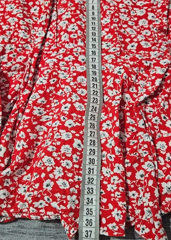 Kırmızı Çiçekli Fırfırlı Mini Etek - Görsel 6