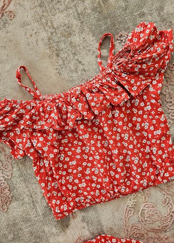 LC Waikiki Kırmızı Çiçek Desenli Alt üst takım