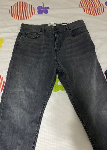 Gri Tie-Dye Düğmeli Kadın Kot Pantolon