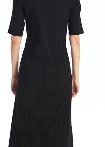 Kadın Siyah Yarım Kollu Triko Elbise - Görsel 2