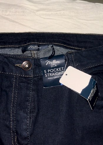 Düğmeli Lacivert Kadın Denim Pantolon