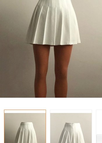 Beyaz Pilili Mini Etek