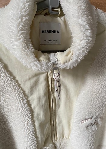 Bershka BERSHKA Beyaz Peluş Kadın Ceket Yüksek Yaka