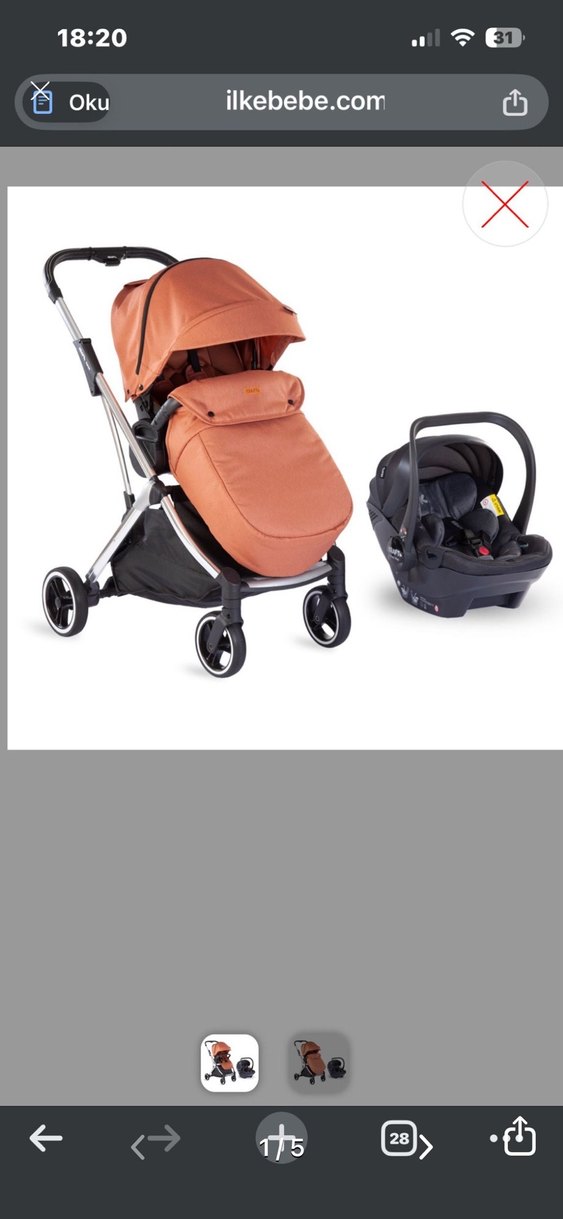 Pastel Kahverengi Bebek Arabası - Görsel 5