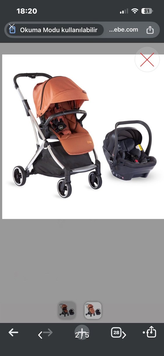 Pastel Kahverengi Bebek Arabası - Görsel 3