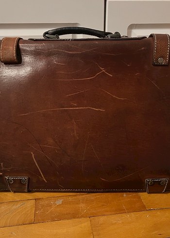 Kahverengi Vintage deri evrak -laptop çantası - Görsel 4