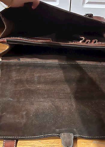 Kahverengi Vintage deri evrak -laptop çantası - Görsel 5