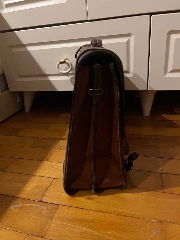 Kahverengi Vintage deri evrak -laptop çantası - Görsel 2