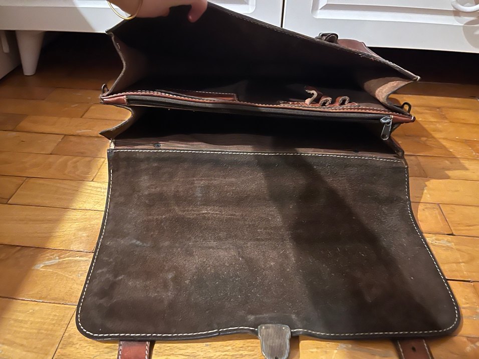 Kahverengi Vintage deri evrak -laptop çantası - Görsel 5