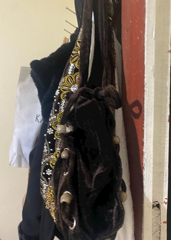 Boncuk İşlemeli Kahverengi Bohem Kadın Çanta - Görsel 2