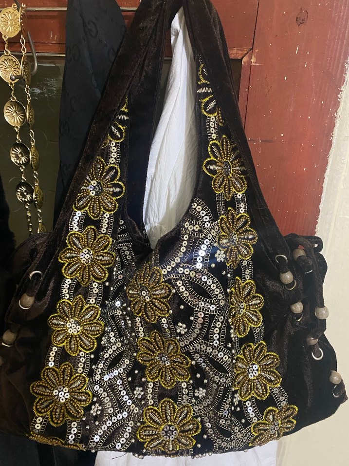 Boncuk İşlemeli Kahverengi Bohem Kadın Çanta - Görsel 4