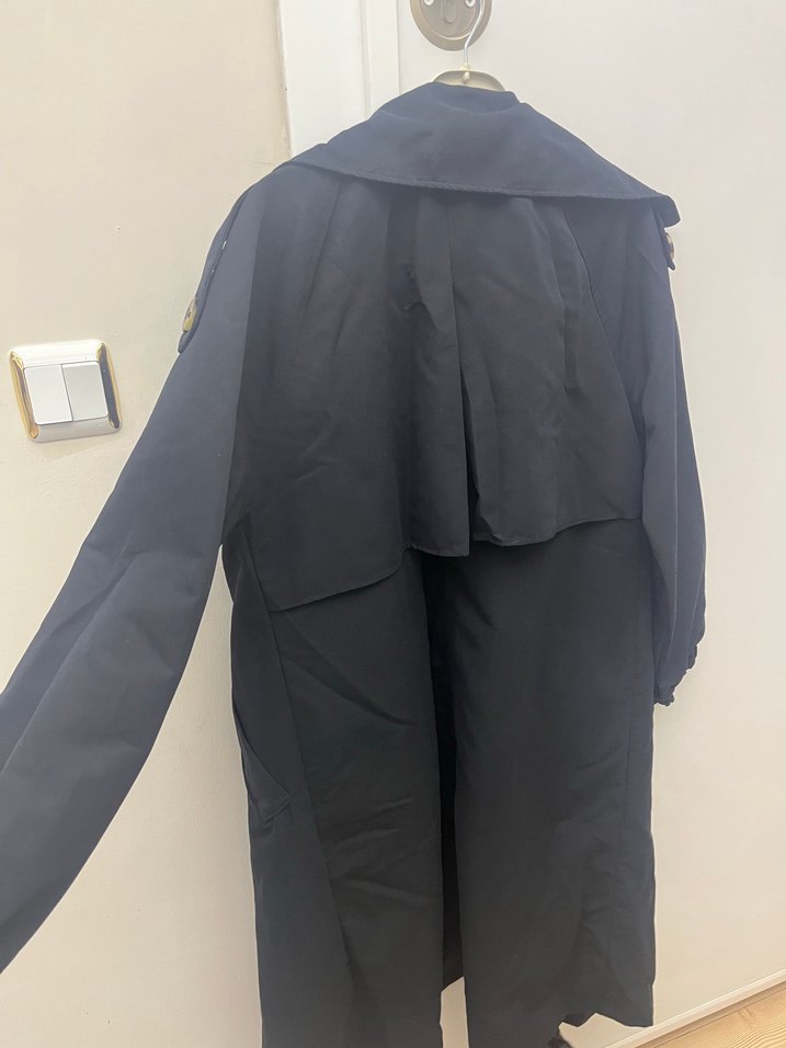 Siyah Düğmeli Uzun Kadın Trençkot - Görsel 2