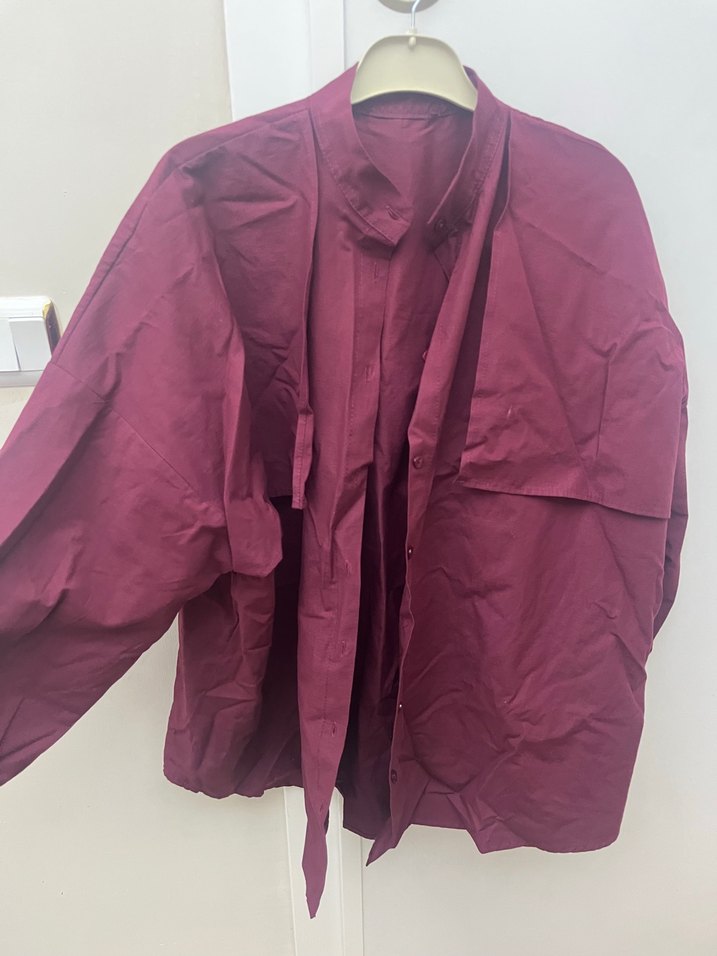 Bordo paraşüt gömlek - Görsel 2