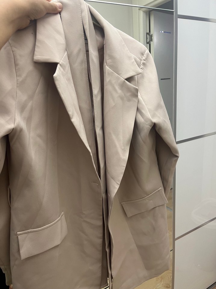 Bej Kemerli Kadın blazer ceket - Görsel 2