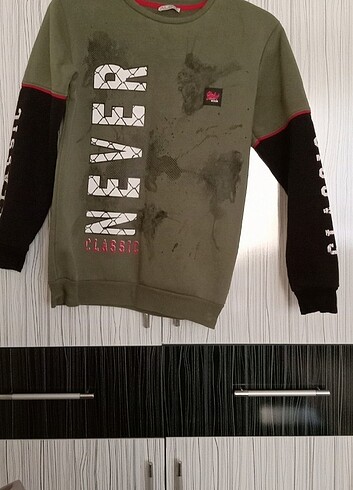 13-14 Yaş Beden yeşil Renk Sweatshirt