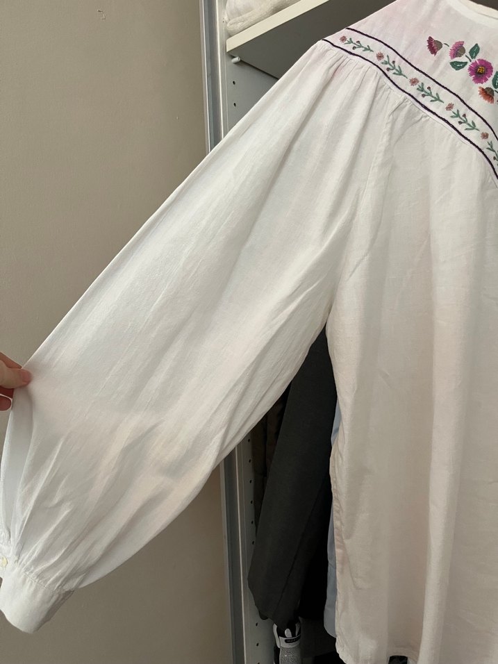 Nakışlı Bohem Keten Bluz - Görsel 4