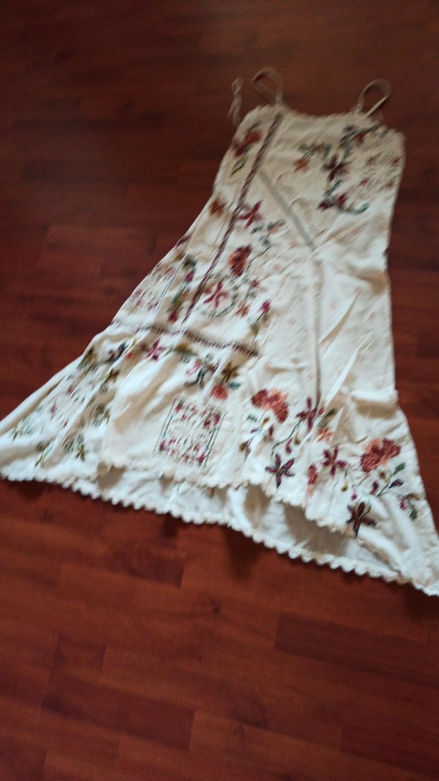 Nakışlı Beyaz Uzun Bohem Elbise - Görsel 3